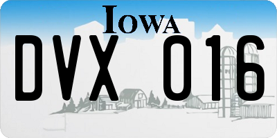 IA license plate DVX016