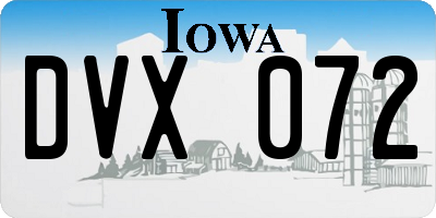 IA license plate DVX072