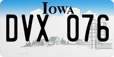IA license plate DVX076