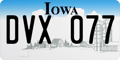 IA license plate DVX077