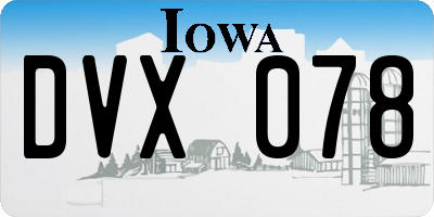 IA license plate DVX078