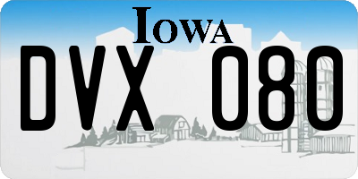 IA license plate DVX080