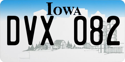 IA license plate DVX082
