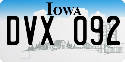 IA license plate DVX092