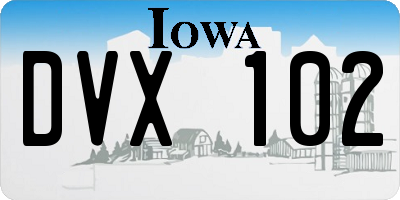 IA license plate DVX102