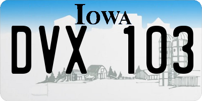 IA license plate DVX103