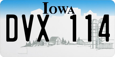 IA license plate DVX114