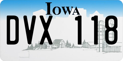 IA license plate DVX118