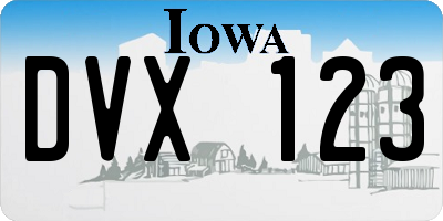 IA license plate DVX123