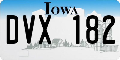 IA license plate DVX182