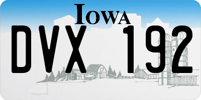 IA license plate DVX192