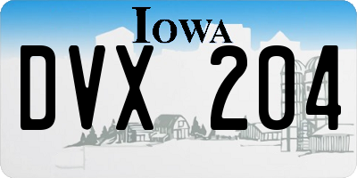IA license plate DVX204