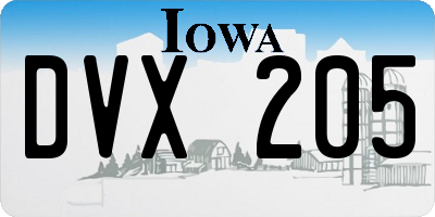 IA license plate DVX205