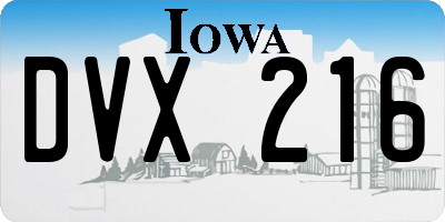 IA license plate DVX216