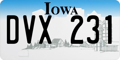 IA license plate DVX231