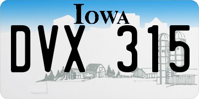 IA license plate DVX315