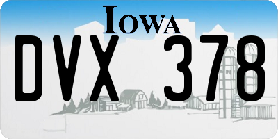 IA license plate DVX378
