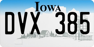 IA license plate DVX385