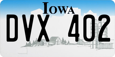 IA license plate DVX402