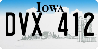 IA license plate DVX412