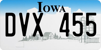 IA license plate DVX455