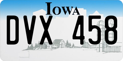 IA license plate DVX458