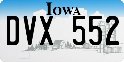 IA license plate DVX552