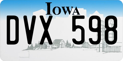 IA license plate DVX598