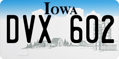 IA license plate DVX602