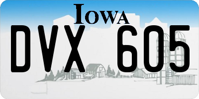 IA license plate DVX605