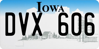 IA license plate DVX606