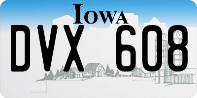 IA license plate DVX608