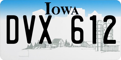 IA license plate DVX612