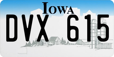 IA license plate DVX615