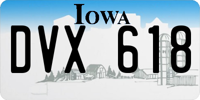 IA license plate DVX618