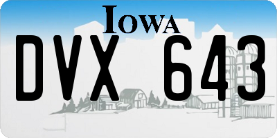 IA license plate DVX643