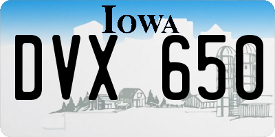 IA license plate DVX650