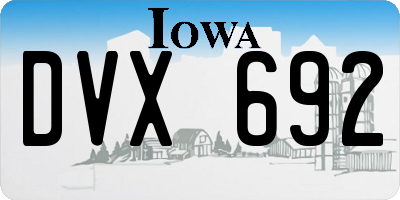 IA license plate DVX692