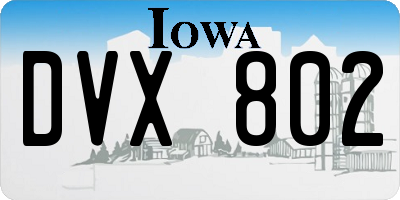IA license plate DVX802