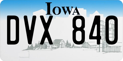 IA license plate DVX840