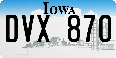 IA license plate DVX870