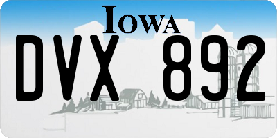 IA license plate DVX892