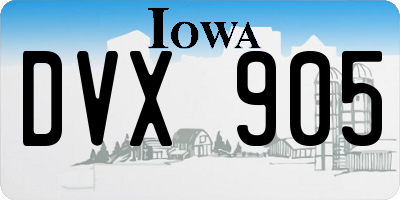 IA license plate DVX905