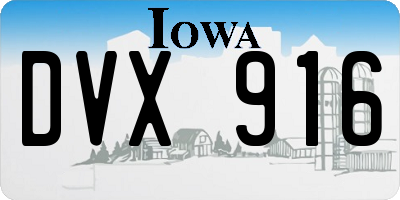 IA license plate DVX916
