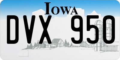IA license plate DVX950