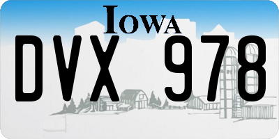 IA license plate DVX978