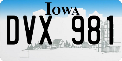 IA license plate DVX981
