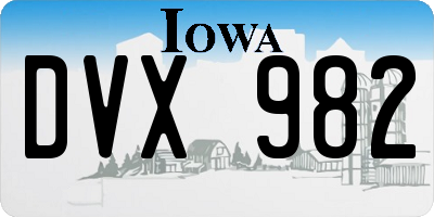 IA license plate DVX982