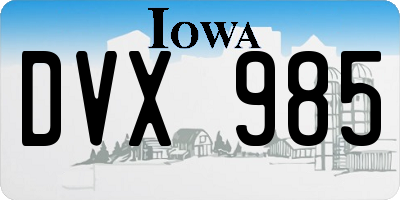 IA license plate DVX985