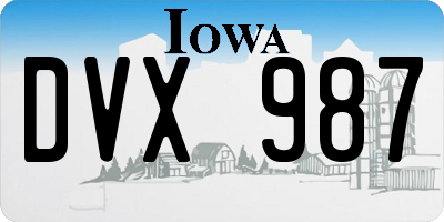 IA license plate DVX987